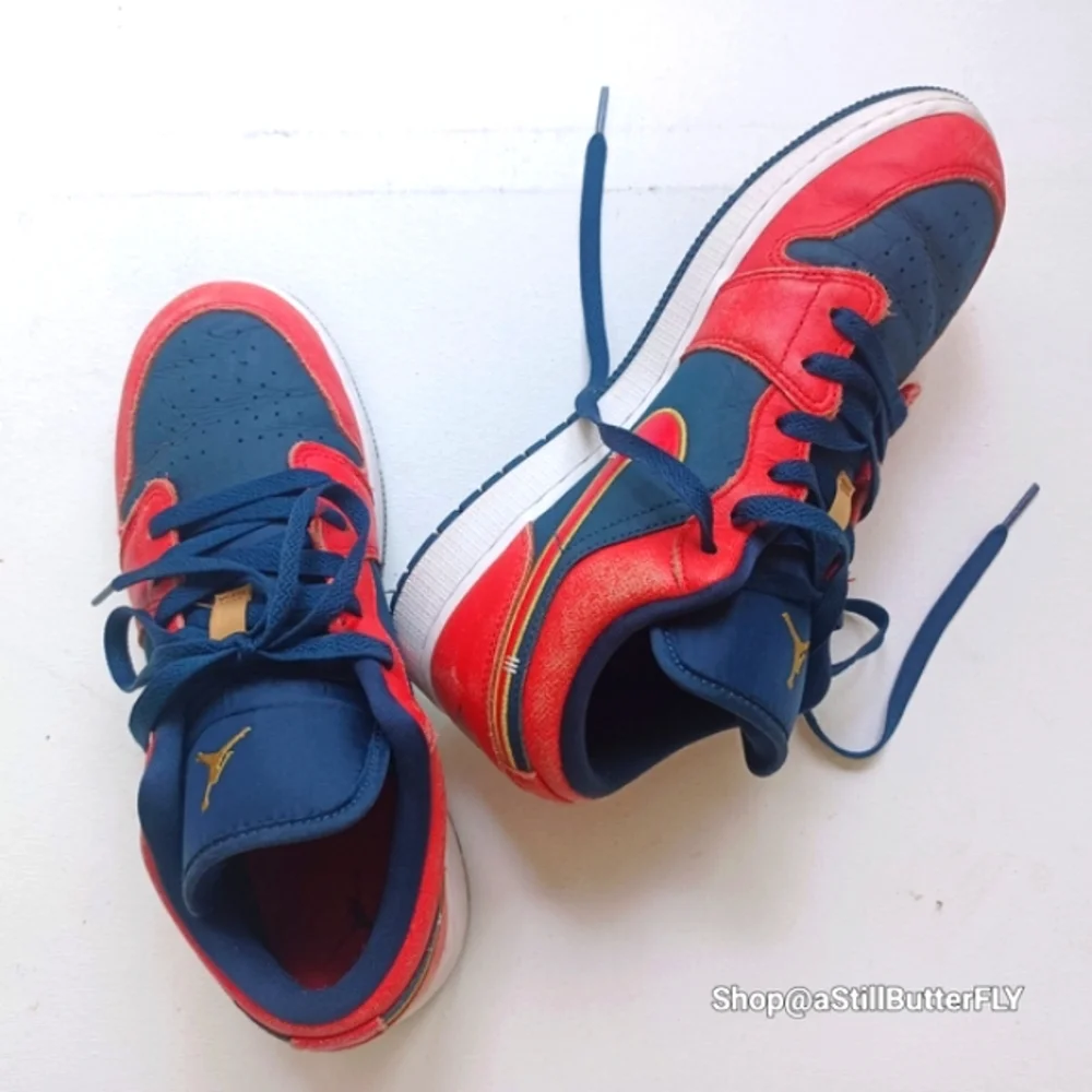 Nike Air Jordan Low Top Sneakers - Navy Blue & Red